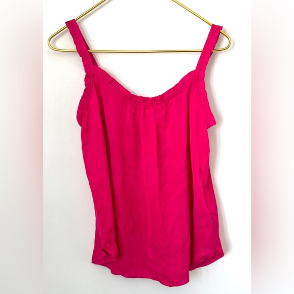 NWT Gap Hot Pink Satin Look Ruffle Strap Oversized Flowy Lightweight Tank Sz XS - Picture 1 of 5